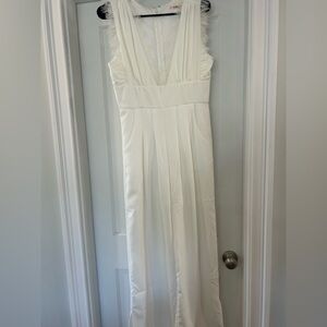 Mi Ami (Francesca’s) White Lace Trim Jumpsuit